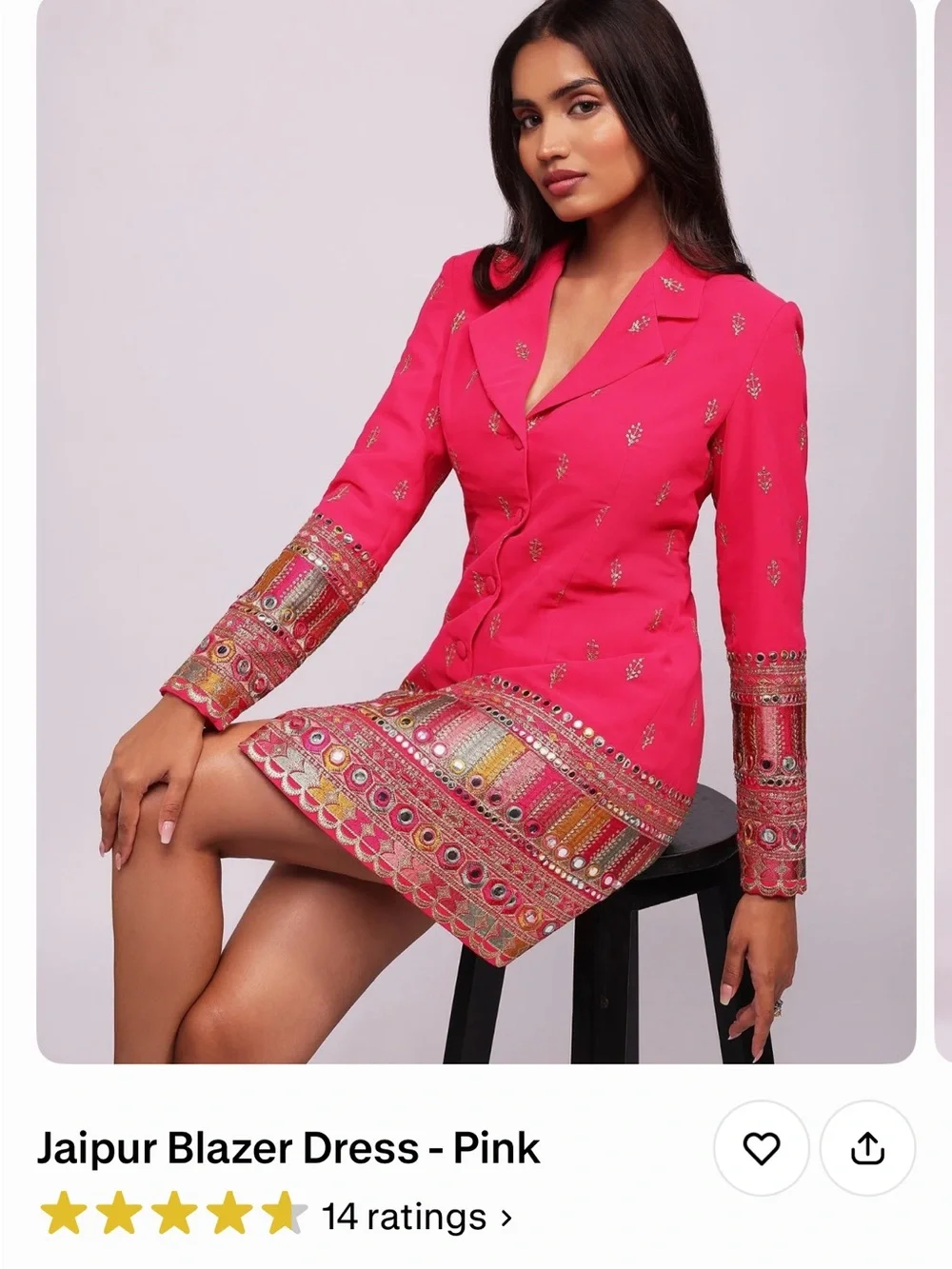Embellished Pink Blazer Dress